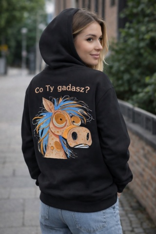 Bluza z kapturem i haftem na plecach – CO TY GADASZ ? /różne kolory/