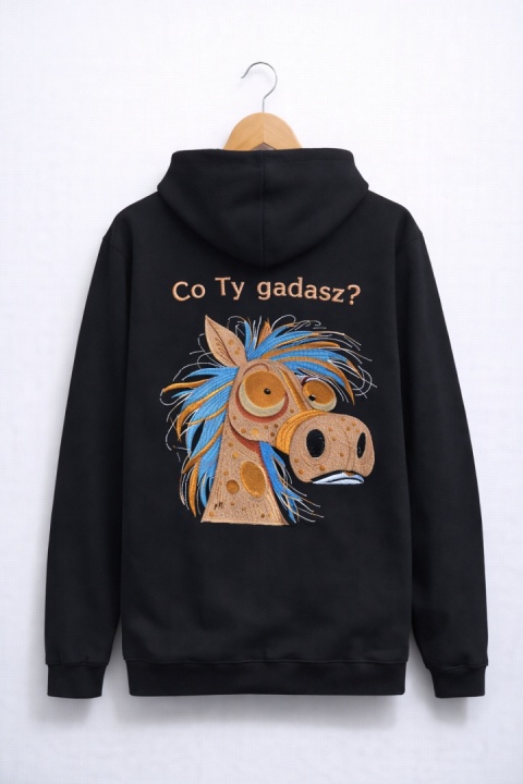 Bluza z kapturem i haftem na plecach – CO TY GADASZ ? /różne kolory/