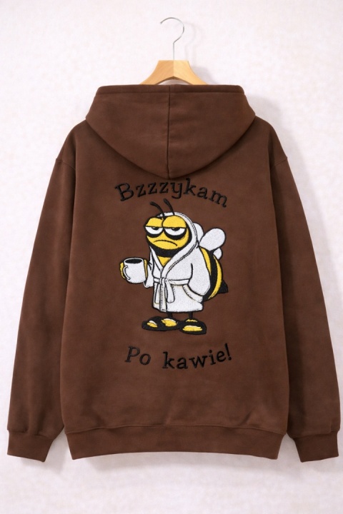 Bluza z kapturem i haftem na plecach – Bzzzzzykam ...po kawie! /różne kolory/