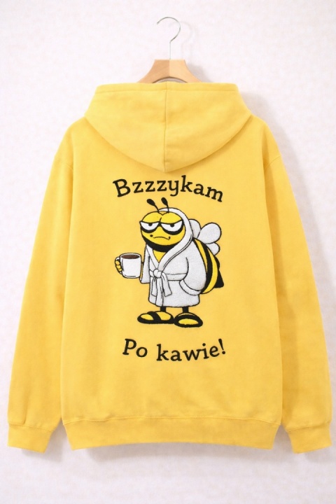 Bluza z kapturem i haftem na plecach – Bzzzzzykam ...po kawie! /różne kolory/