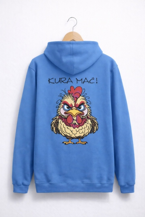 Bluza z kapturem i haftem na plecach – KURA MAĆ /różne kolory/