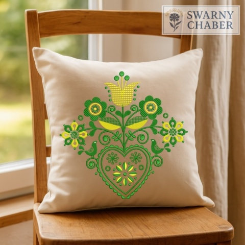 Poszewka - Słowiańska Nadzieja - zieleń i żółty