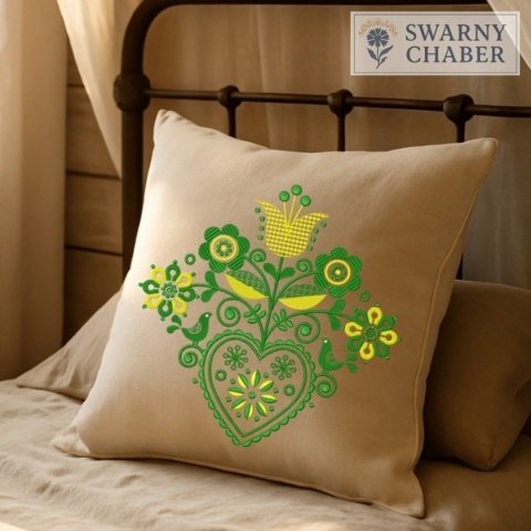 Poszewka - Słowiańska Nadzieja - zieleń i żółty