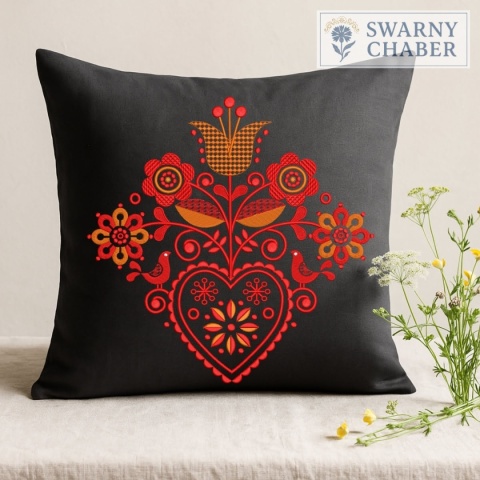 Poszewka - Słowiańska Pasja - czerwień i pomarańcz