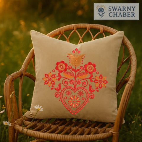 Poszewka - Słowiańska Pasja - czerwień i pomarańcz