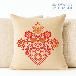 Poszewka - Słowiańska Pasja - czerwień i pomarańcz