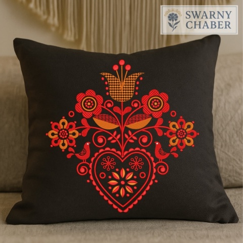 Poszewka - Słowiańska Pasja - czerwień i pomarańcz