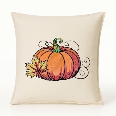 Poszewka na poduszkę z haftem "DYNIA" - rozmiar 50x50 cm