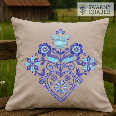 Poszewka - Słowiański Spokój - granatowy i błękit