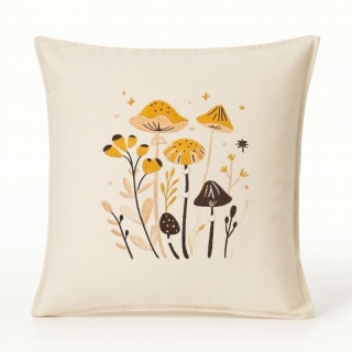 Poszewka na poduszkę z haftem "GRZYBY" - rozmiar 50x50 cm