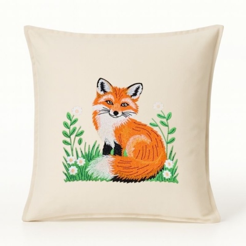 Poszewka na poduszkę z haftem "LISEK" - rozmiar 50x50 cm