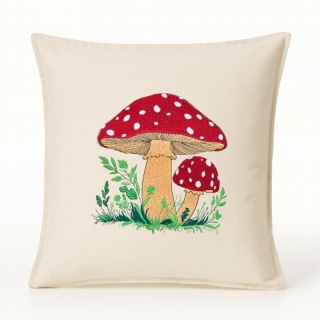 Poszewka na poduszkę z haftem "MUCHOMOR" - rozmiar 50x50 cm