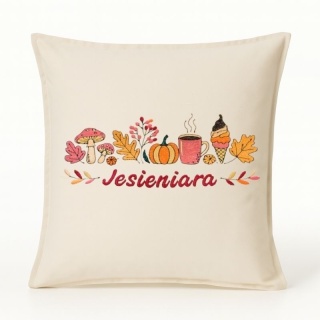 Poszewka na poduszkę z haftem "JESIENIARA" - rozmiar 50x50 cm