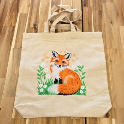 Torba bawełniana z haftem "LISEK" - rozmiar mały - 38x42x8cm