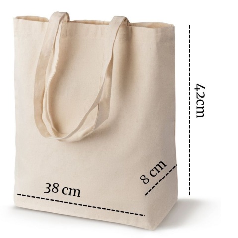 Torba bawełniana z haftem "JEŻYK" - rozmiar mały - 38x42x8cm