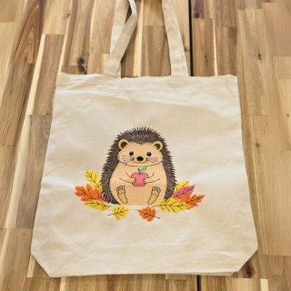 Torba bawełniana z haftem "JEŻYK" - rozmiar mały - 38x42x8cm