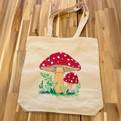 Torba bawełniana z haftem "MUCHOMOR" - rozmiar miały - 38x42x8cm