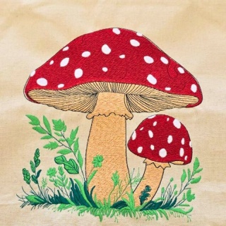 Torba bawełniana z haftem "MUCHOMOR" - rozmiar miały - 38x42x8cm