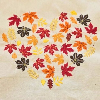 Torba bawełniana z haftem "SERCE Z LIŚCI" - rozmiar mały - 38x42x8cm