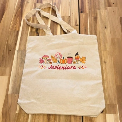 Torba bawełniana z haftem "JESIENIARA" - rozmiar mały - 38x42x8cm