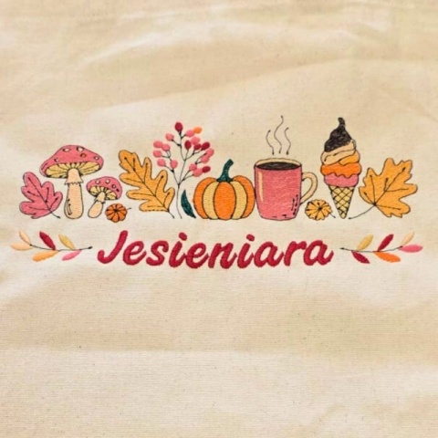 Torba bawełniana z haftem "JESIENIARA" - rozmiar mały - 38x42x8cm