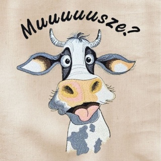 Torba bawełniana z haftem "Muuuusze???" - rozmiar duży - 45x35x12cm