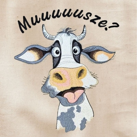 Torba bawełniana z haftem "Muuuusze???" - rozmiar duży - 45x35x12cm