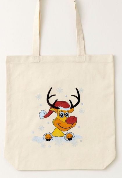 Torba bawełniana z haftem "Renifer" - rozmiar mały - 38x42x8cm