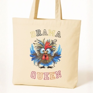 Torba bawełniana z haftem "Drama QUEEN" - rozmiar mały - 38x42x8cm