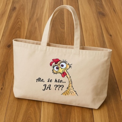Torba bawełniana z haftem "Ale kto...JA???" - rozmiar duży - 45x35x12cm