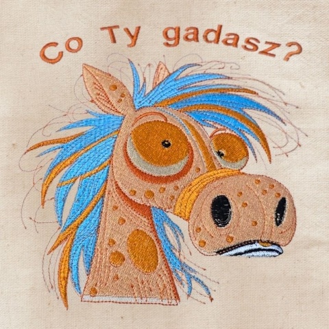 Torba bawełniana z haftem "Co Ty gadasz?" - rozmiar duży - 45x35x12cm