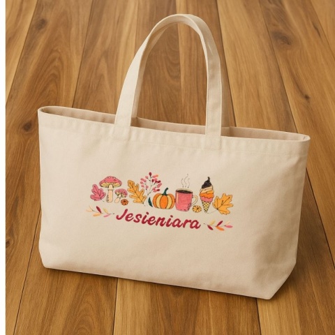 Torba bawełniana z haftem "JESIENIARA" - rozmiar duży - 45x35x12cm