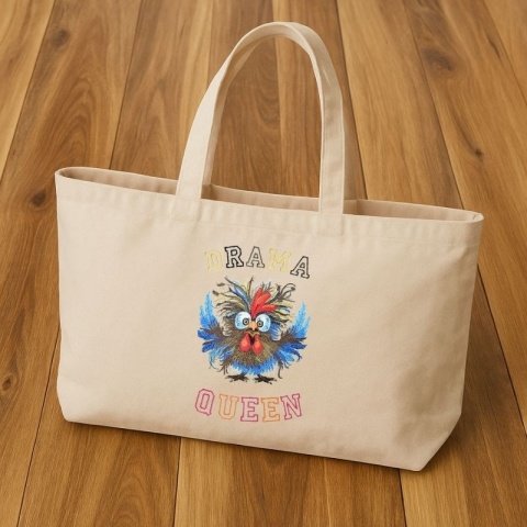 Torba bawełniana z haftem "Drama QUEEN" - rozmiar duży - 45x35x12cm