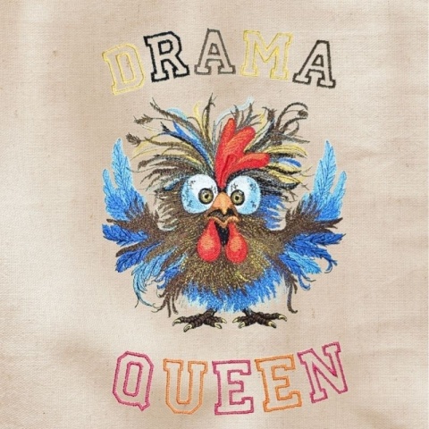 Torba bawełniana z haftem "Drama QUEEN" - rozmiar duży - 45x35x12cm