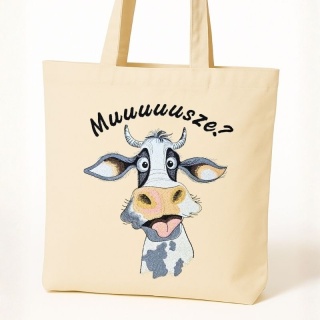 Torba bawełniana z haftem "Muuuuusze?" - rozmiar mały - 38x42x8cm