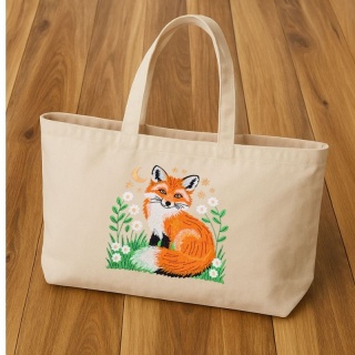 Torba bawełniana z haftem "LISEK" - rozmiar duży - 45x35x12cm