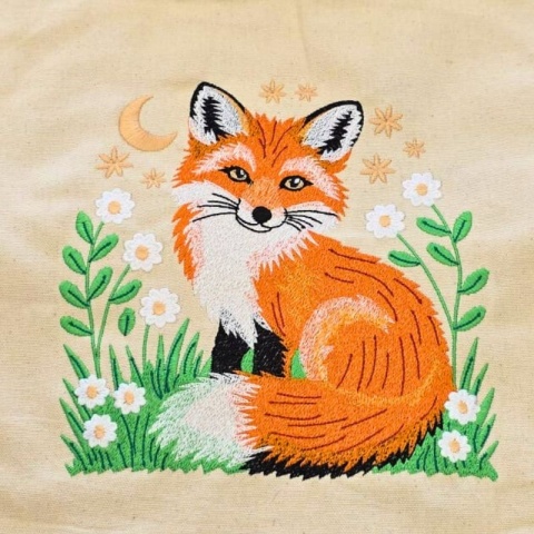 Torba bawełniana z haftem "LISEK" - rozmiar duży - 45x35x12cm