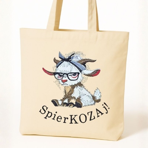 Torba bawełniana z haftem "SpierKOZAj?" - rozmiar mały - 38x42x8cm