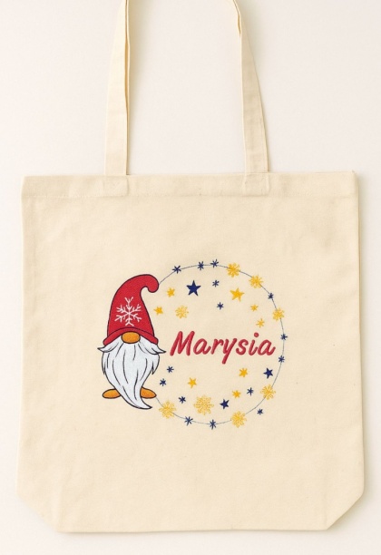 Torba bawełniana z haftem "Skrzat" - rozmiar mały - 38x42x8cm