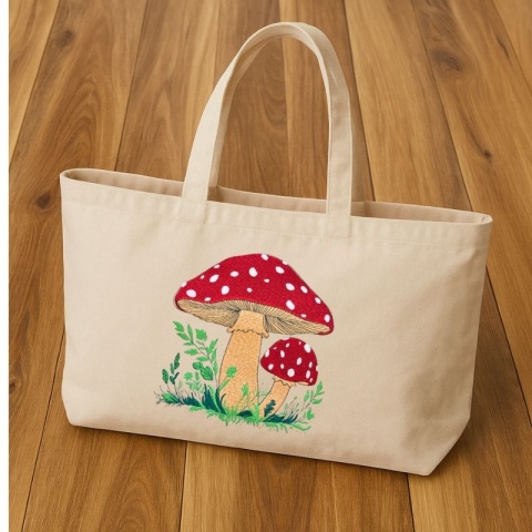 Torba bawełniana z haftem "MUCHOMOR" - rozmiar duży - 45x35x12cm