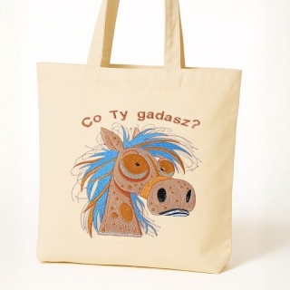 Torba bawełniana z haftem "Co Ty gadasz?" - rozmiar mały - 38x42x8cm
